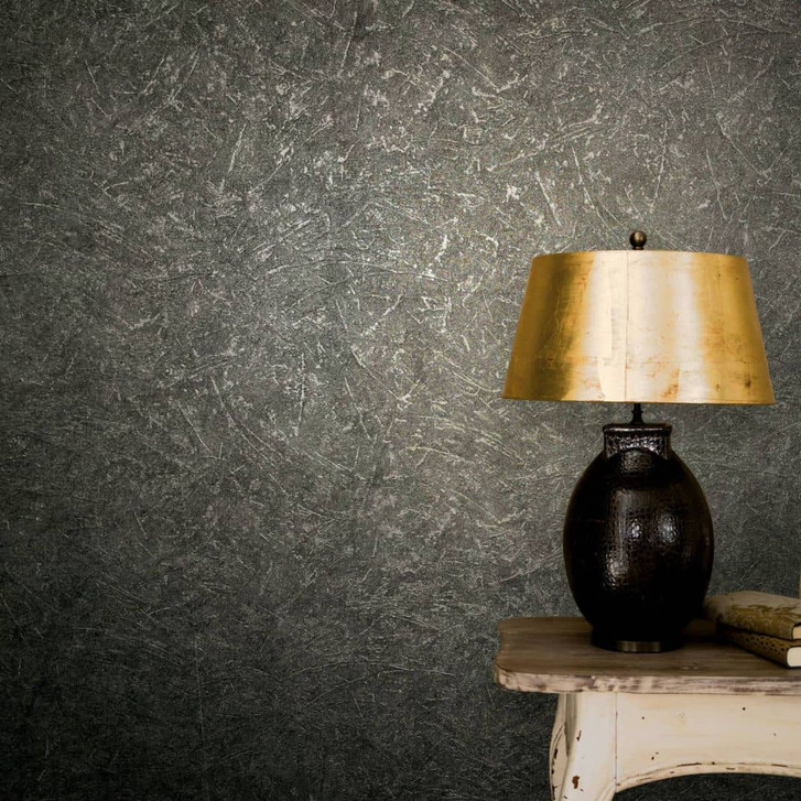 Vliestapete in Wischtechnik-look anthrazit, silber Struktur - WA450268