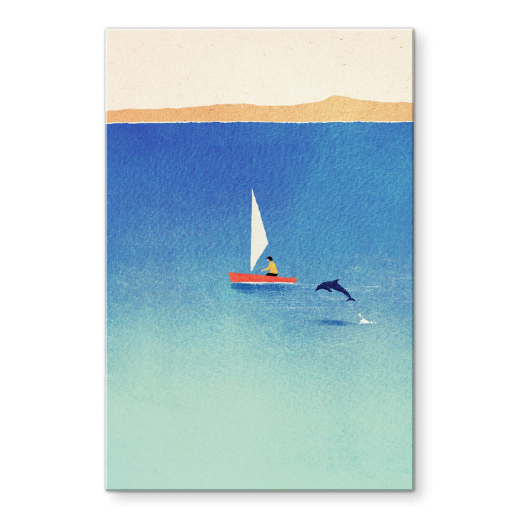 Acrylglasbild Segeln mit Delfin im Meer - Rivers - WA517432