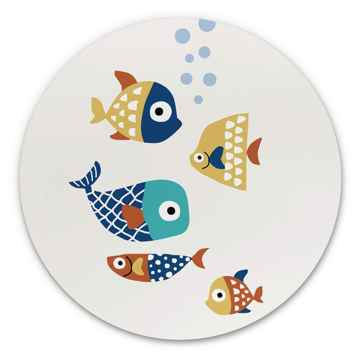 Alu-Dibond Kubistika - Bunte Fische - Rund - WA308325