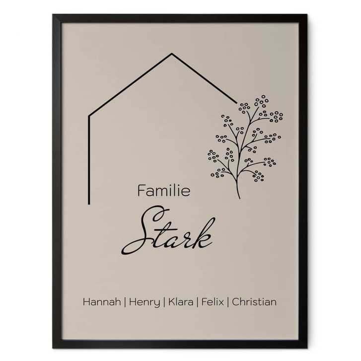 Personalisierbares Poster Familie Haus - beige - WA486848