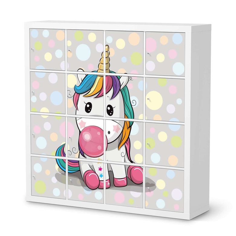 Möbelfolie IKEA Kallax Regal 16 Türen Rainbow das Einhorn