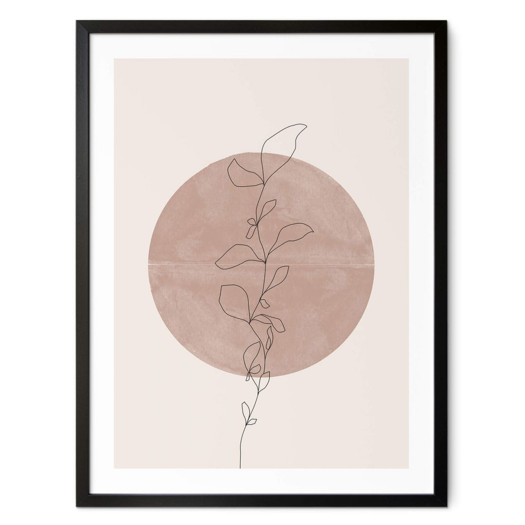 Poster The Miuus Studio - Line Art - Pflanze vor Vollmond