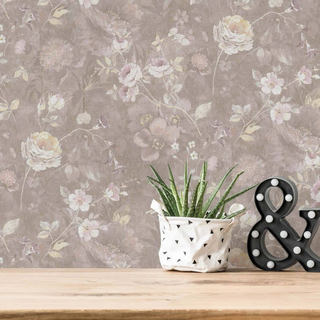 Romantische Blumentapete Nachhaltig-Vliestapete Floral von A.S. Création Rosa Orange 386363