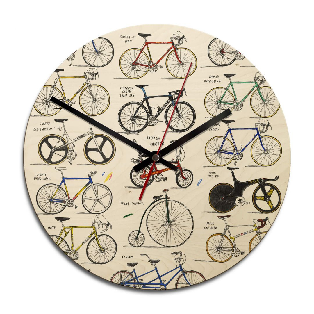 Holz-Wanduhr Sparshott - Fahrräder