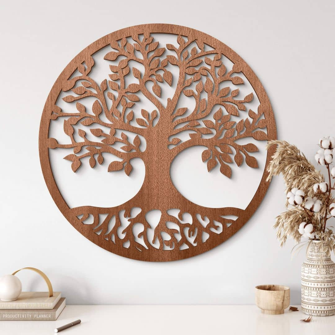 Holzdeko Mahagoni - Baum mit Wurzeln (Ø 40cm)