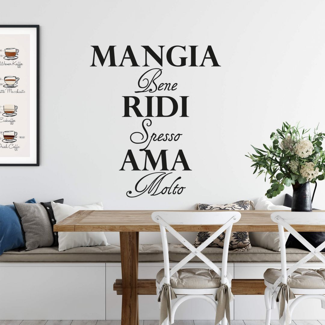 Wandtattoo Mangia bene, ridi spesso, ama molto