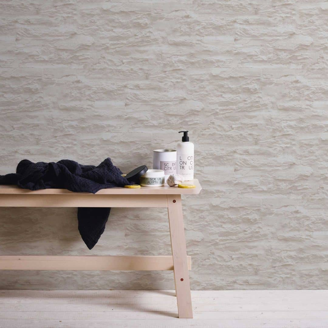 Selbstklebende Tapete & Möbelfolie - Steinwand - beige - Rolle 840x53 cm