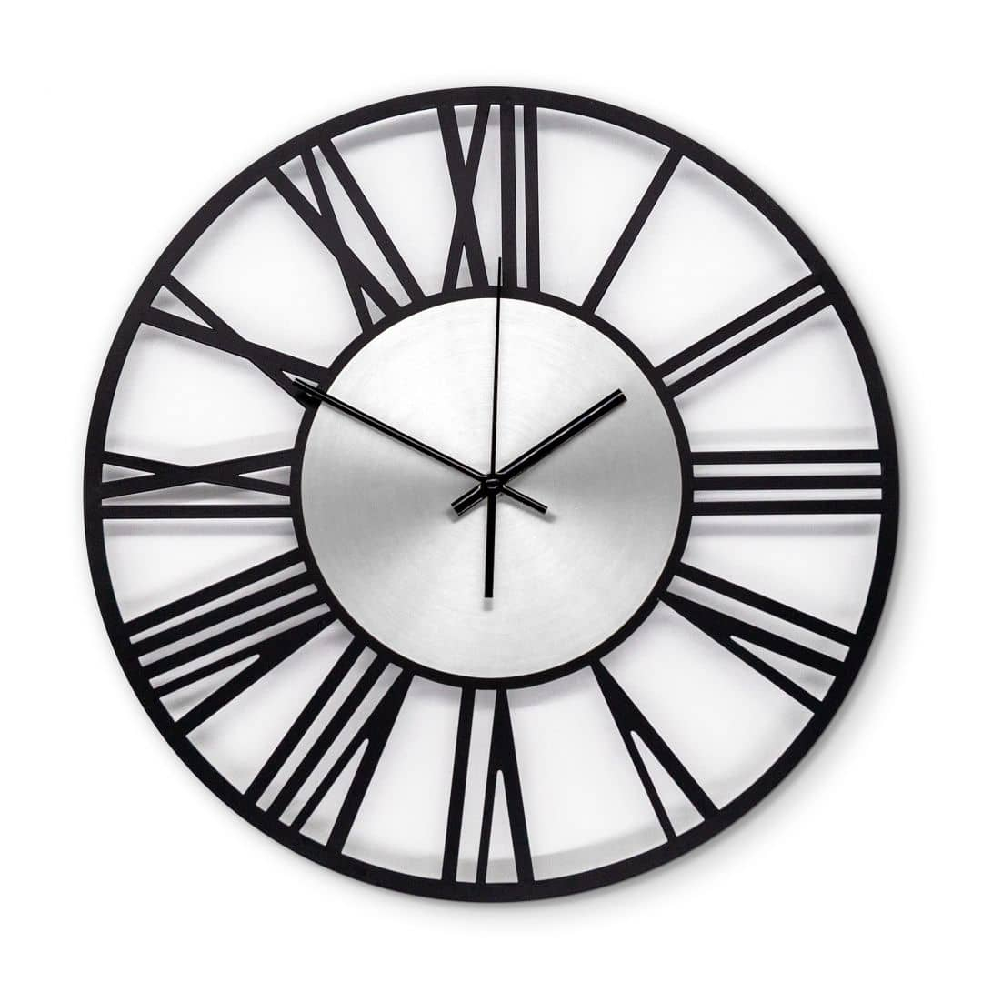 XL Wanduhr Industrial Design - geräuschlose Metall Uhr für Büro, Flur, Wohnzimmer Ø40 cm