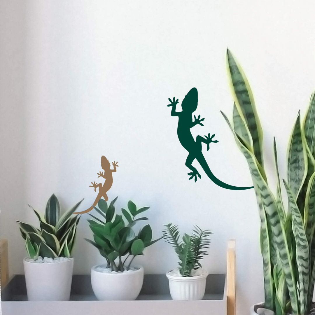 Wandtattoo Set Mit 3 Geckos + Spuren – 3 Größen, 40 Farben, Selbstklebend & Rückstandslos Entfernbar