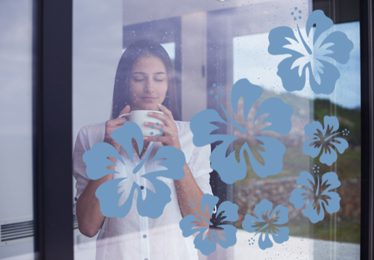 Glasdekor Hibiskus Blüten