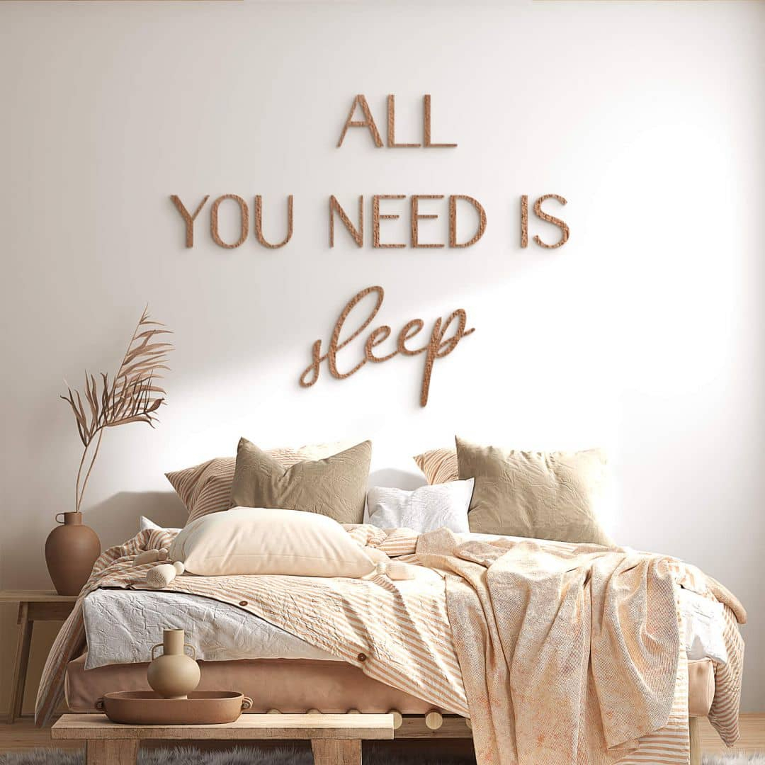 3D Holz Schriftzug Schlafzimmer - All you need is sleep - Mahagoni