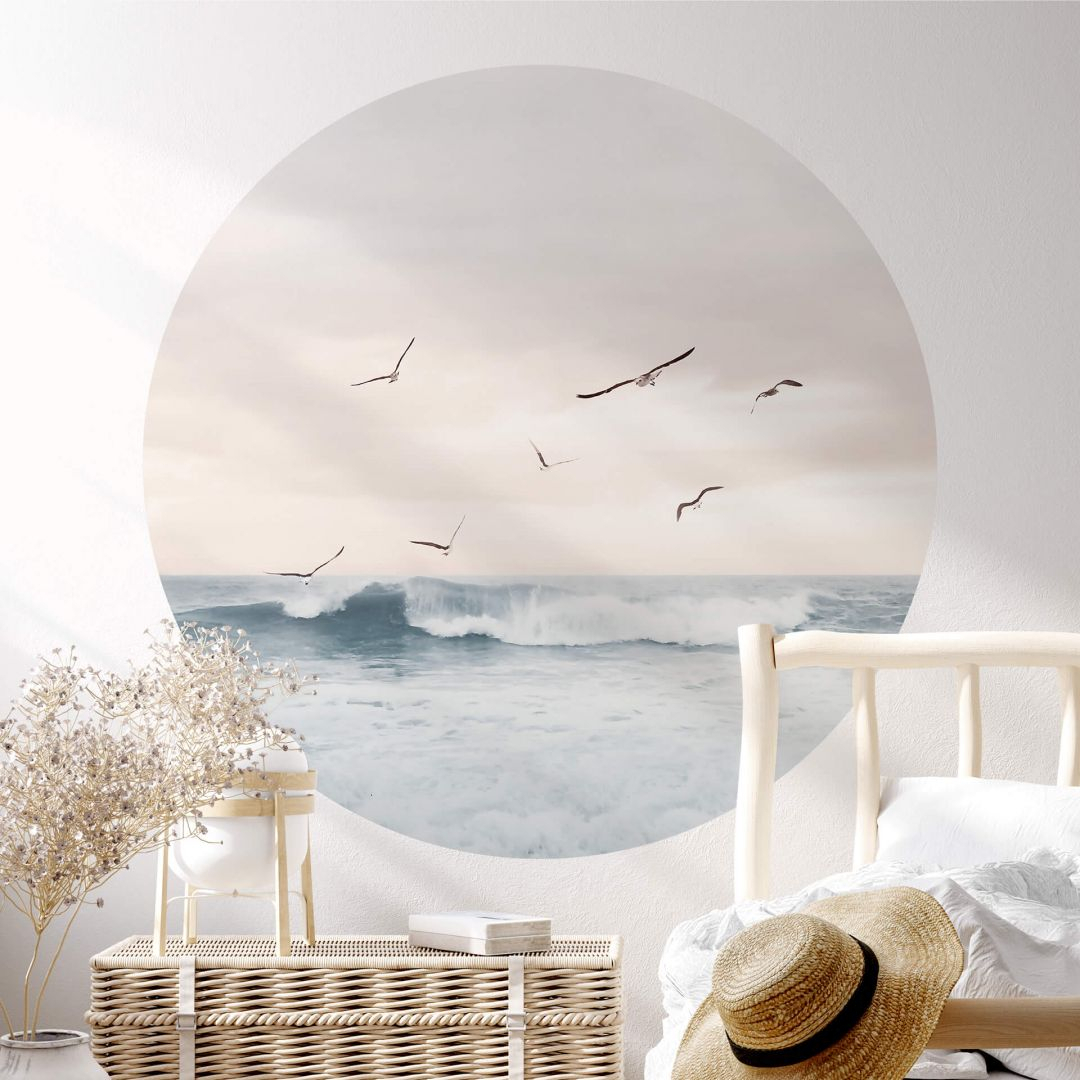 Wandtattoo Sisi & Seb - Magischer Abendhimmel am Meer - Rund