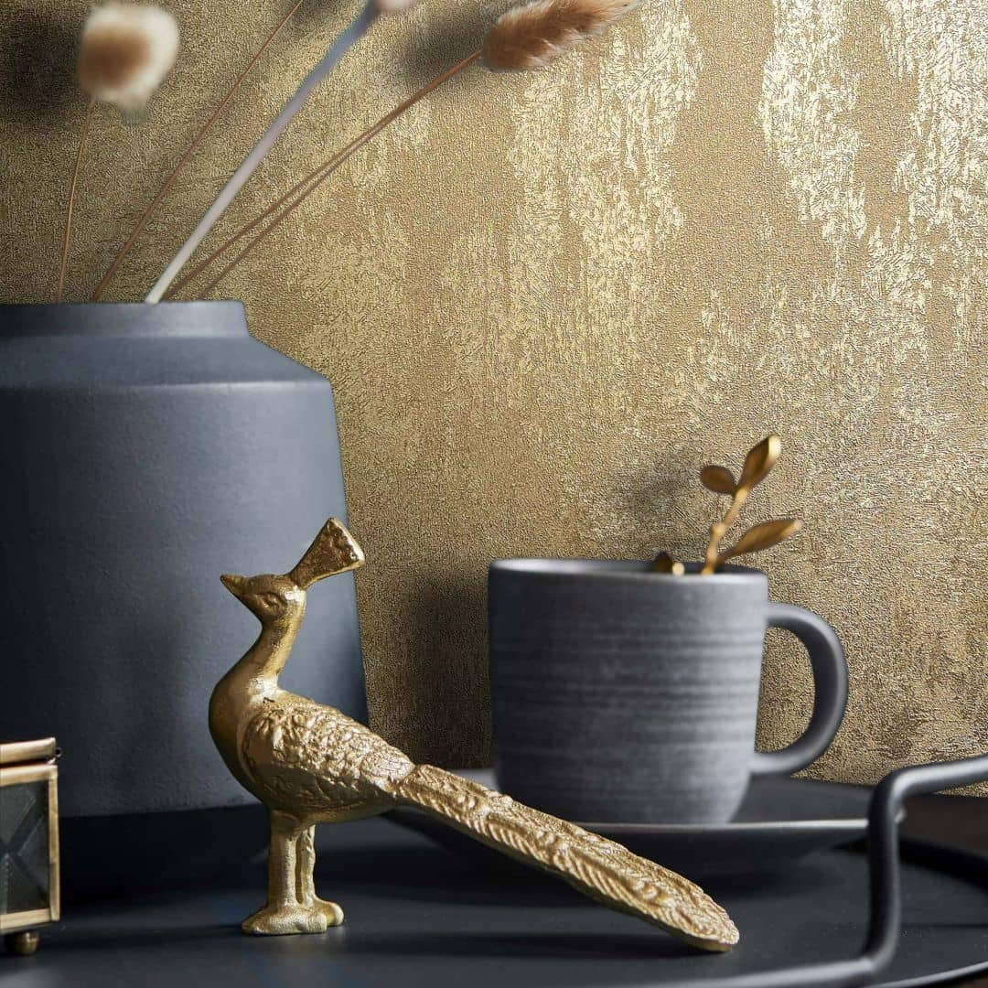 Vliestapete Betonoptik Metalloptik Modern glänzend in Gold