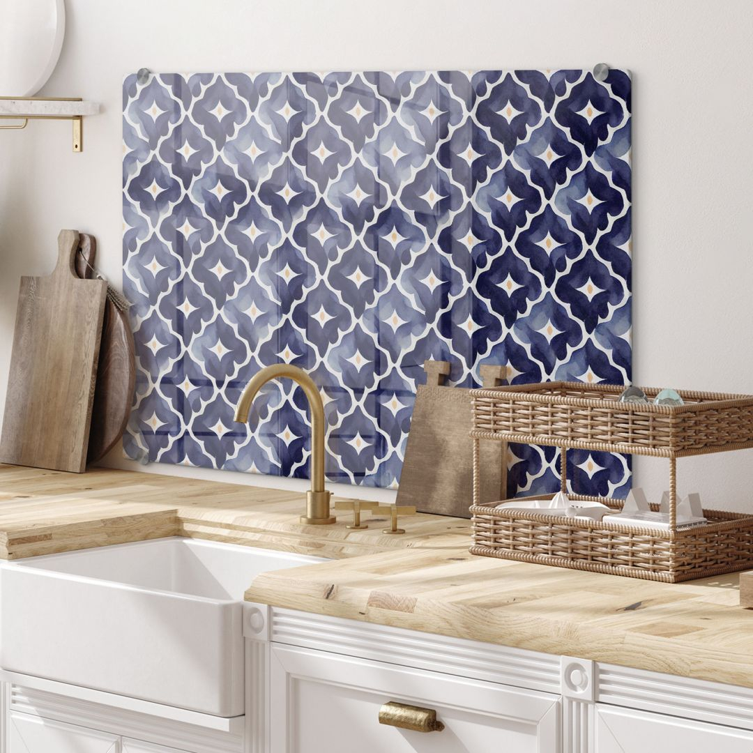 Spritzschutz Aquarell Blumen blau - Treechild